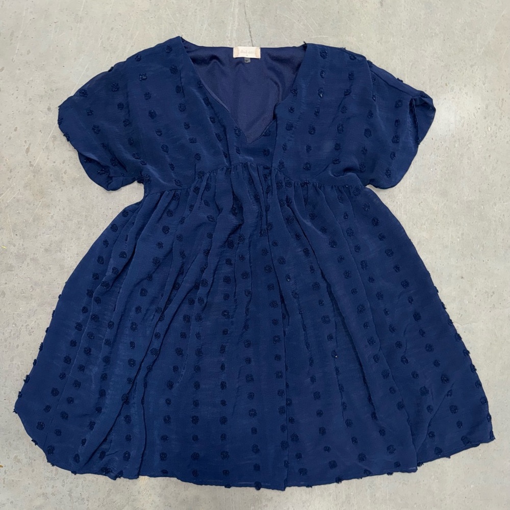 Altar'd‎ State Navy Textured Dot Short Sleeve Dress